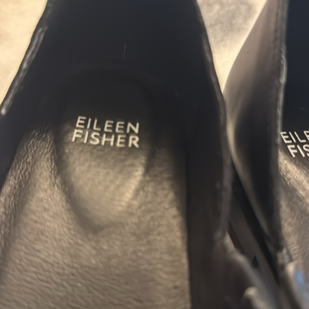 Elieen Fisher Allen Smooth Leather Loafers Slip On Shoes Black 7.5 - Picture 9 of 10